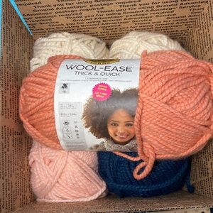 1 NWT + 4 Lion Brand Wool-Ease BONUS BUNDLES Yarn TOTAL 59 oz! Box of Yarn